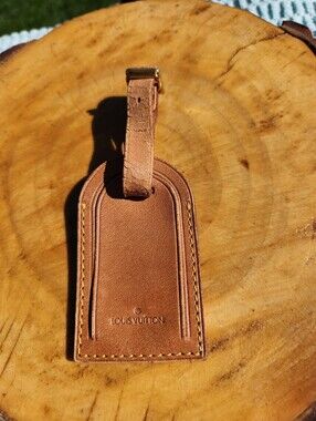 Authentic Louis Vuitton Tan Leather Luggage Tag